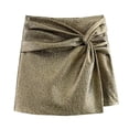 thumbnail image 2 of QIUYI Elegant Women Shorts Skirt Mini Skort High Waist Knot Pleated Solid Color Woman Shorts Skirt Streetwear, 2 of 6