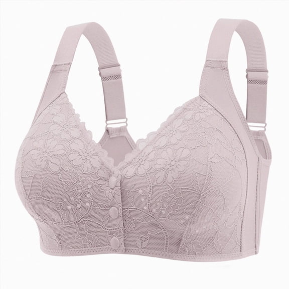 NIEWTR Front Closure Bras for Older Women Full Coverage Wireless Bras for Seniors Comfort Front Close Push Up Bras with Back Support Everyday Bras(Purple,46)