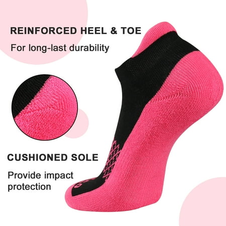 COOPLUS Women's Athletic Ankle Socks Women's Sock Size 9-11 Female Cushioned Color Socks 6 Pairs
