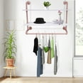 thumbnail image 4 of Wall-Mount Clothes Hanging Rod Industrial Pipe Rack Clothing Rail Shelves Garment Holder, 4 of 16
