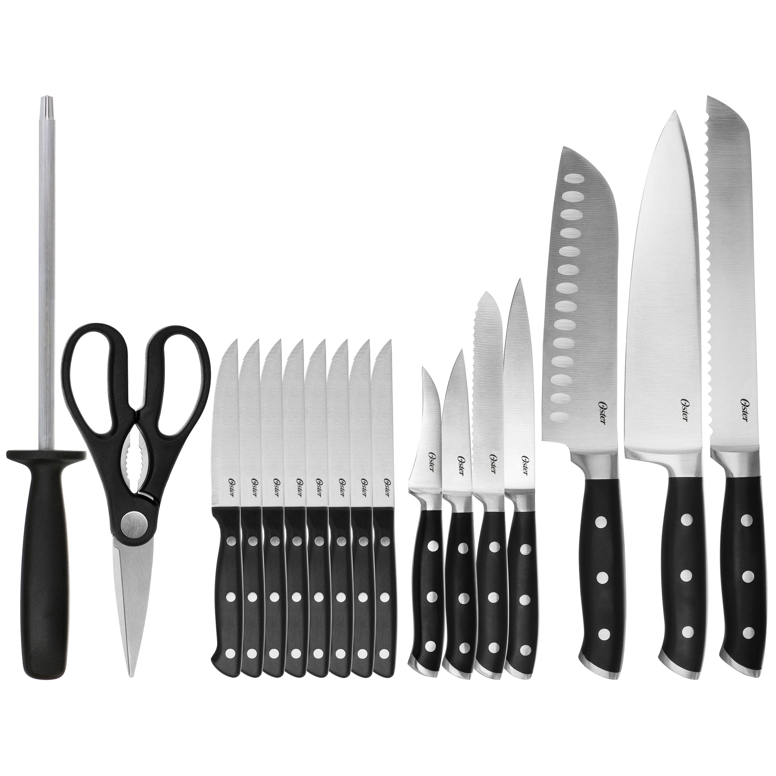 Osterナイフセット 20本　木製ブロック Oster Ginley 18 Piece Stainless Steel Cutlery Set in Black with