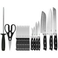 thumbnail image 2 of Oster Ginley 18 Piece Stainless Steel Cutlery Set in Black with Pinewood Block, 2 of 5