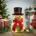 thumbnail image 2 of Gerson 10-Inch-High Electric Lighted, Crackle Glass Snowman with Metal Top Hat, 2 of 2