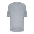 thumbnail image 4 of Delayuji Women's Tops Trendy Casual 2025 Crew Neck Lightweight Shirts Knit Tunic Basic T Shirt Blue Xl Knit Short Sleeve Shirts for Women, 4 of 5