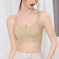 thumbnail image 5 of AHTJRT Support Bras for Women V Neck Ribbed Stretch Daily Bralette Backless Seamless Full Coverage Lingeries Bras Khaki M, 5 of 8