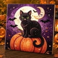 thumbnail image 2 of Halloween Diamond Art Painting 3D Pearl Finished Canvas Cat Wall Decor, Handmade Crystal Bead Artwork Ready-to-Display for Home Office Halloween Gift by OVFUIZ, 2 of 9
