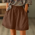 thumbnail image 2 of IROINNID On Sale Plus Size Cotton Shorts for Women Summer High Waist Linen Short Wide Leg Shorts With Pockets,Coffee, 2 of 7