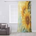 thumbnail image 3 of Sunflower Semi Sheer Curtains Drapes for Living Room, Bedroom, French Doors Window 63 Inches Long, Yellow Spring Floral Botanical Rod Pocket Chiffon Curtain Drapery Voile Draperies Panel, 3 of 6