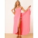 thumbnail image 3 of Vestido largo cruzado de algodón sin espalda tiras de espagueti para la playa mujer Allegra K Rosa L, 3 of 6
