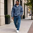 thumbnail image 4 of Domuza Leopard Graphic Sweatshirts for Men Funny Fashion Novelty Long Sleeve Drawstring Loose Hoodie Pullover with Pocket, 4 of 5