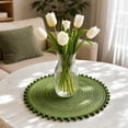 thumbnail image 5 of HHJZPR Round Pom Pom Woven Placemat, 14.98in Semi-Hand Braided Heat Resistant Table Charger Mat, Boho Decorative Circular Dining Coaster for Home Kitchen Restaurant Party Table Decor, 5 of 6