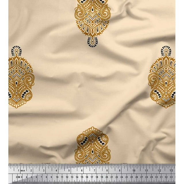 Soimoi Tissu Poly Georgette Motif Cachemire au Mètre 42 Pouces de Large