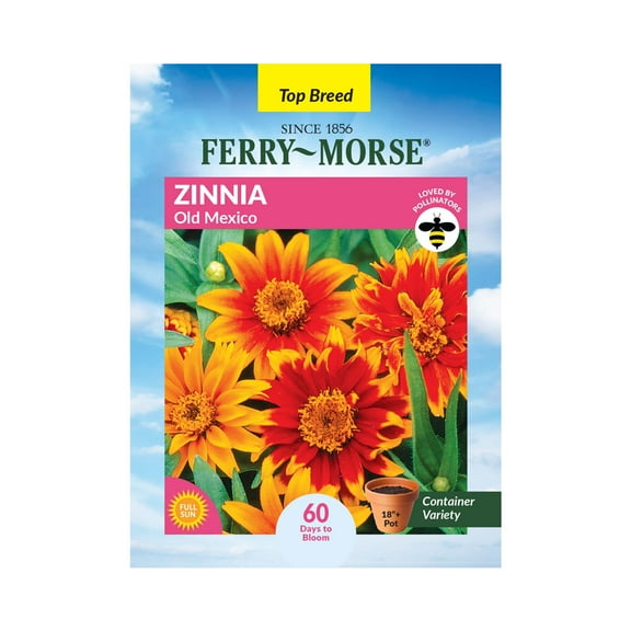 Ferry-Morse 400MG Zinnia Old Mexico Annual Flower Seeds, Full Sun