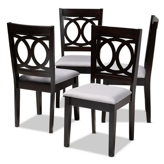 Bowery Hill Fabric and Wood Dining Chairs in Gray and Brown (Set of 4)