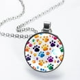 thumbnail image 2 of Dog Paw Print Women's Glass Design Circular Pendant Necklace - Sparkle and Shine with this Elegant Necklace, 2 of 5