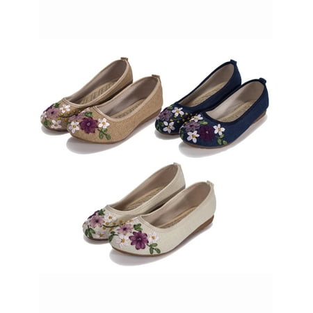 

FANNYC Women s Embroidered Shoes Casual Comfortable Flat Shoes Floral Cloth Ballet Shoes 36-42 Size