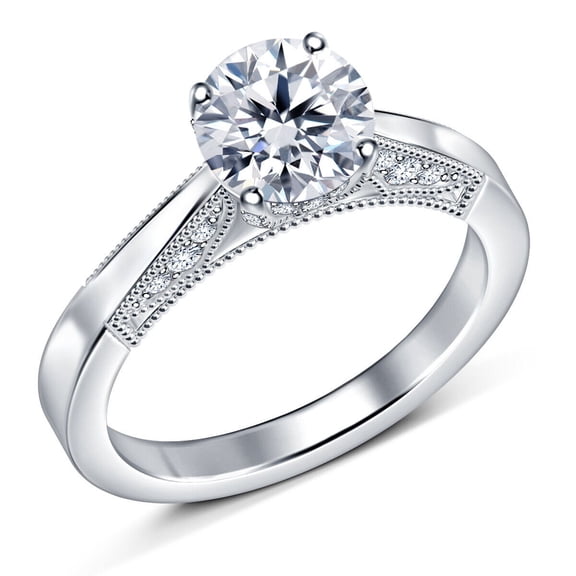 Solitaire Moissanite Ring 2.40 Cts , White Moissanite Diamond 925 Sterling Silver Ring Engagement Promise Ring , Wedding Ring , Ring For Her