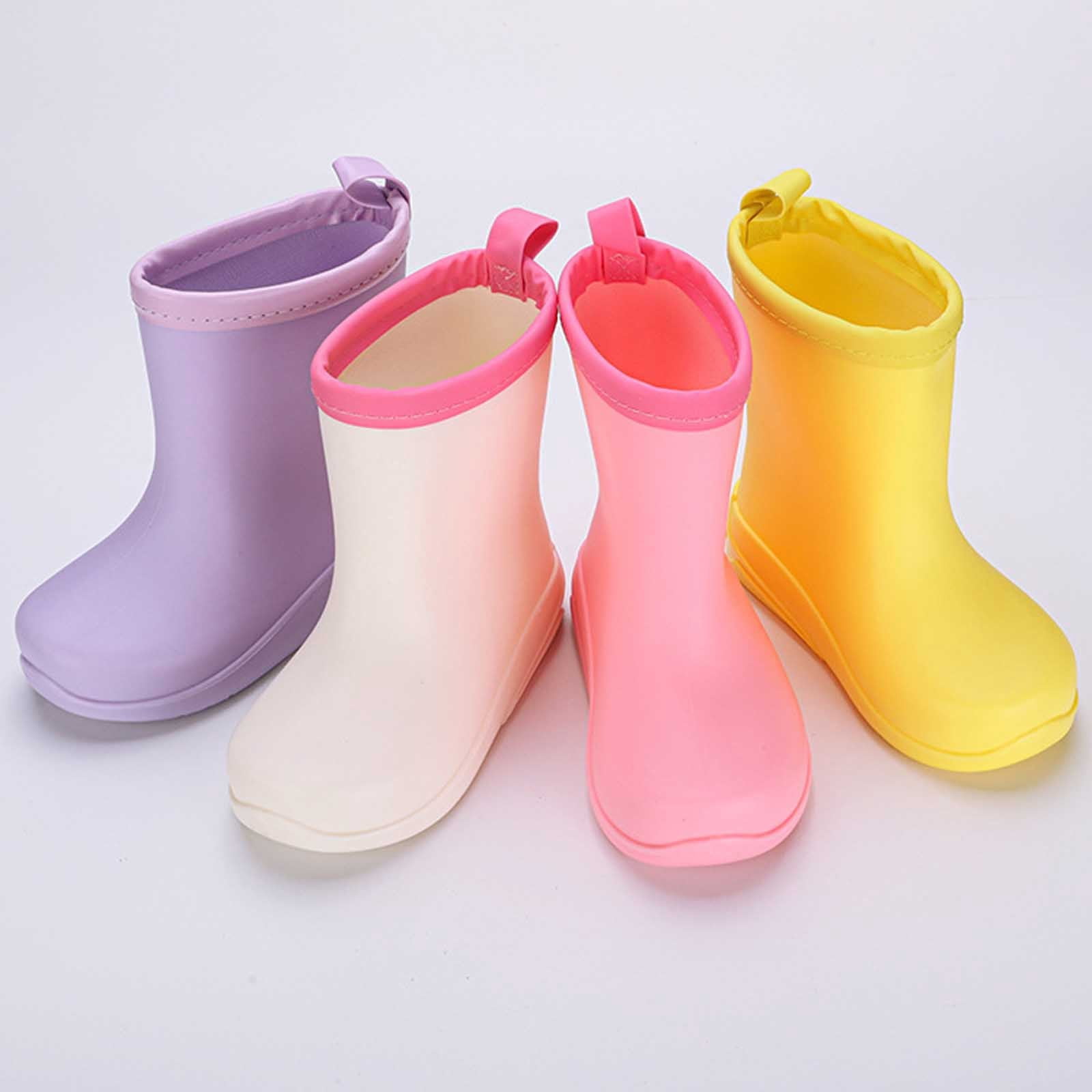 Tisuna Boys Girls Rain Boots Toddler Solid Color Anti- Easy On Booties Waterproof Lightweight Unisex Children Rainy Day Outdoor Rain Shoes Size 10-10.5 Years