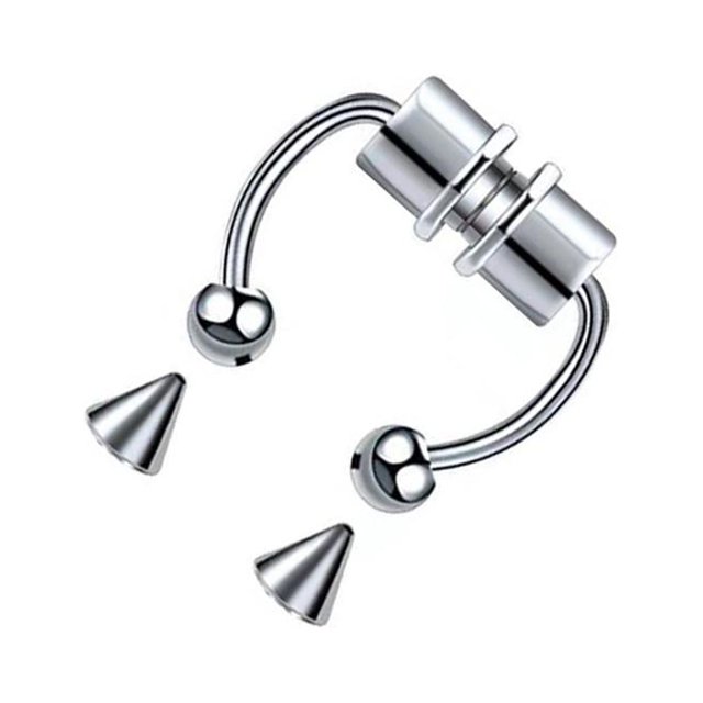 5 pares de anillos de nariz falsos sin perforación de acero inoxidable Rock Lodestone moda estilo Punk tendencia cuerpo joyería aro mujeres Ropa, zapatos y accesorios Miscelánea Color Acero Sonducket AP007230-02