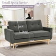 thumbnail image 2 of Timbernest 67.7" Loveseat Sofa, Mid-Century Loveseat Couch with Wooden Legs, Gray Tufted Upholstery, 2 of 8
