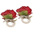 thumbnail image 2 of 2 uds novedad servilleta de madera hebilla anillo de servilleta Floral Artificial para decoración de mesa de Festival rojo vino, 2 of 8