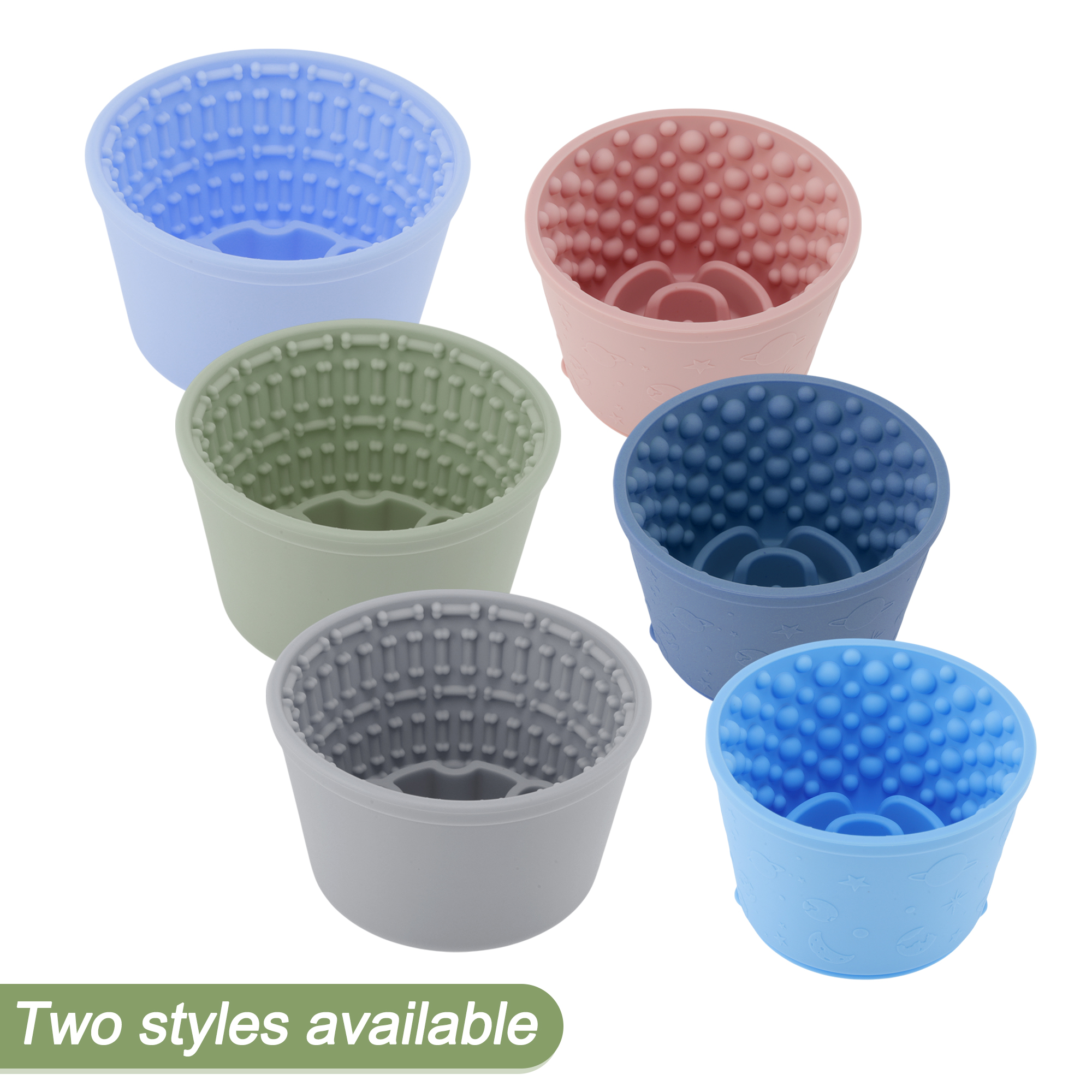 Unique Bargains Slow Feeder Dog Bowls Silicone Dog Lick Bowl with Brush & Scraper Non-Slip Base Slow Feeder for Anxiety Alleviating & Oral Health Lake Blue
