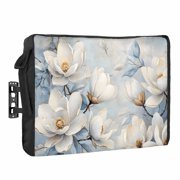 White Magnolia Outdoor TV Cover 60 to 65 inch Weatherproof Waterproof, Farmhouse Flowers TV Enclosures with Remote Control Pocket Flat Screen Protector for Outside