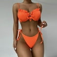 thumbnail image 2 of VerPetridure Womens Bikini Set Women Bandage Steel Bracket Solid Ruffles Sexy Bikini Push-Up Padded Swimwear Swimsuit Beachwear Set, 2 of 9