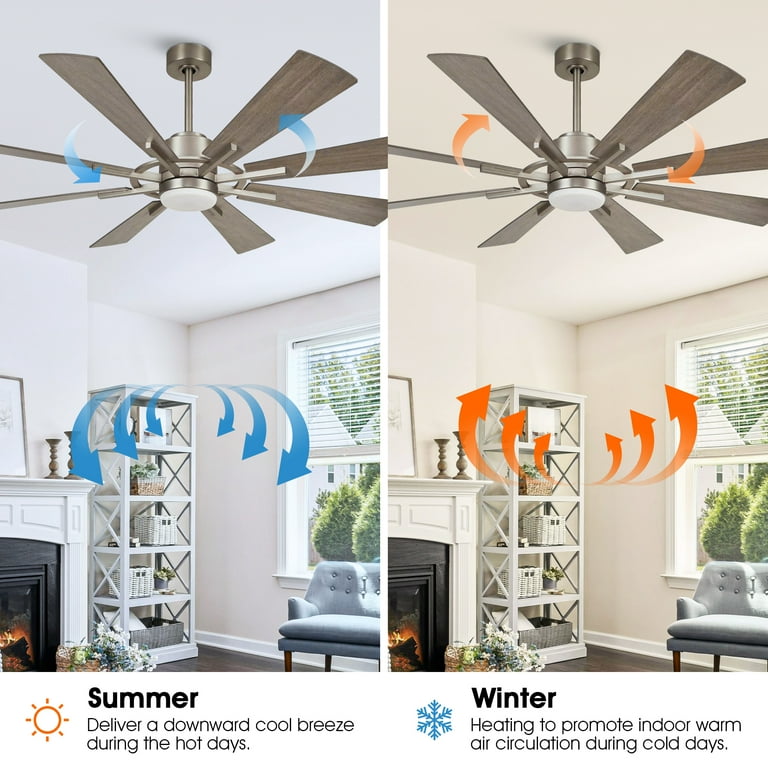 60 Inch Large Indoor/Outdoor Ceiling Fan with LED Light and Remote