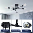 thumbnail image 3 of TRAHOO-Modern Ceiling Light Fixture, 6-Light Industrial Sputnik Chandelier for Bedroom, Dining Room, Living Room, Kitchen, Office (Black, W:22", H:9.5"), 3 of 4