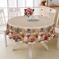 thumbnail image 3 of Lfeey Round Vintage Christmas Snowman and Reindeer Tablecloth, Perfect for Indoor Outdoor Holiday Decor, 70" Round, 3 of 6