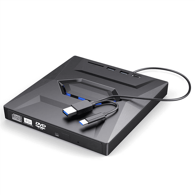 Disque Dur Externe Multifonction USB3.0, Graveur CD DVD, Carte SD, Lecteur de Disque U, Vitesse de Lecture CD Rom 24X CD-RW