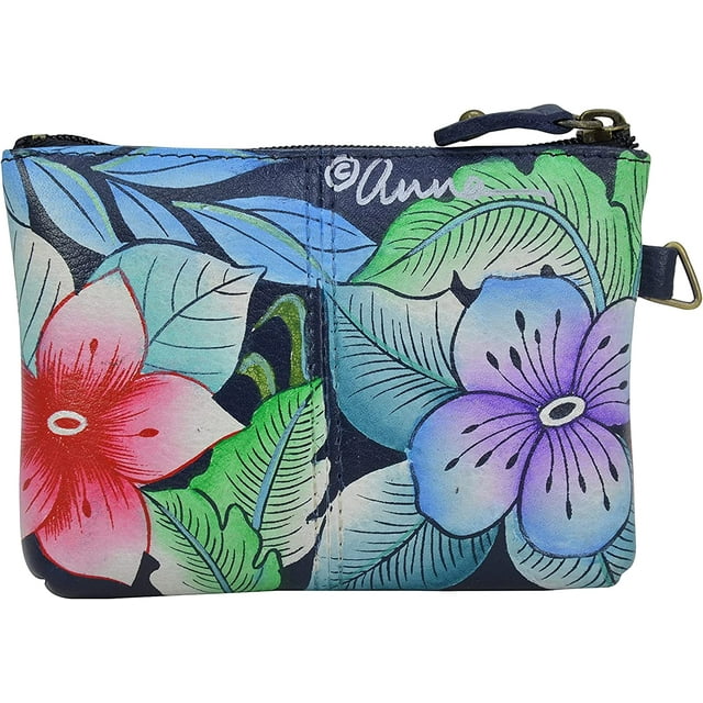 Anna by Anuschka Women's Hand Painted Genuine Leather Coin Pouch - Top zip entry