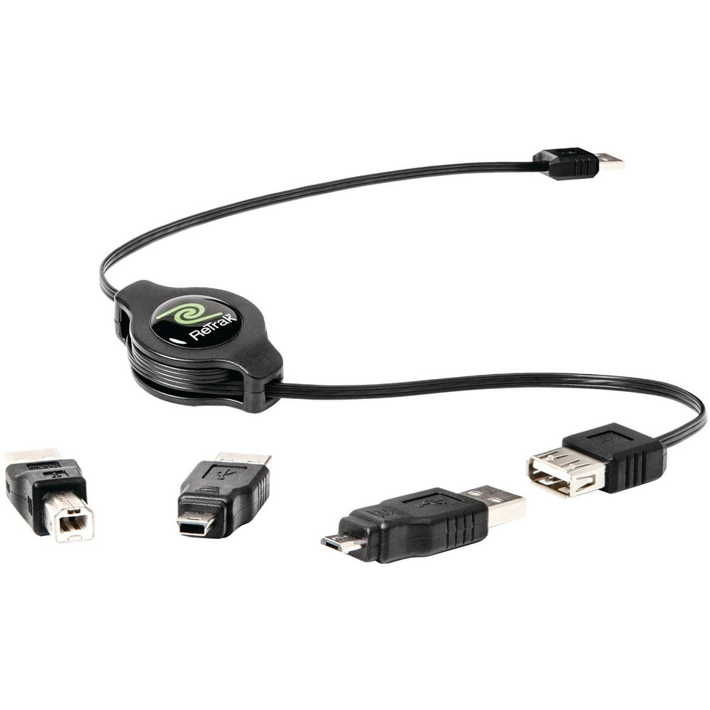 Retrak ETESRU2M Retractable Universal USB Extension Cable With 3