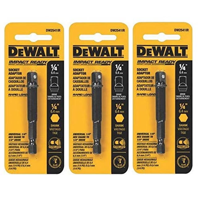 Adaptador de enchufe DEWALT DW2541IR hexagonal de 1/4 pulgadas a cuadrado de 1/4 pulgadas