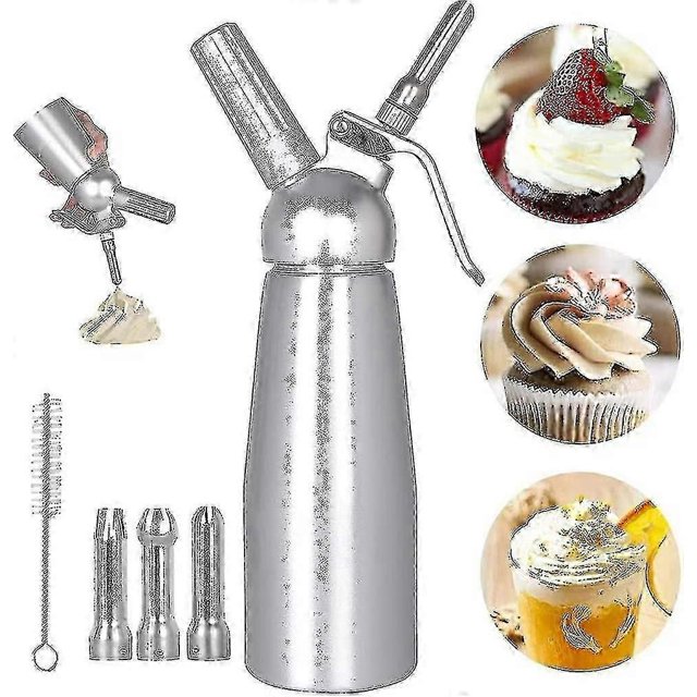 Professional 500ml Whipped Cream Dispenser with 3 Stainless Steel Chargers for Kitchen Baking Dessert