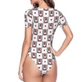 thumbnail image 4 of Naloa Gnomes and Hearts Women's Short-Sleeved Onesie, One-Piece Swimsuit for Parties, dates, clubs - Medium, 4 of 9