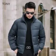 thumbnail image 2 of Chaqueta corta informal con cuello alto y plumón, ropa de diseñador para hombre, chaquetas acolchadas ligeras con relleno de plumón de pato, abrigo de invierno para hombre, 2 of 5