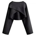 thumbnail image 3 of Women Short Knit Sweater Long Sleeve Solid O Neck Irregular Hem Loose Pullovers Sweaters Women's Pullover Sweaters with Pockets Fruit of The Look Hoodie Sweater Polyester Mens Sweater Thanksgiving, 3 of 3