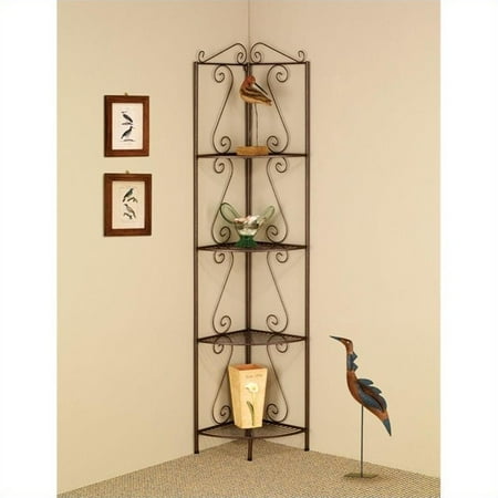 Decorative Corner - Bowery Hill Corner Shelf with Decorative Scrolls in Copper