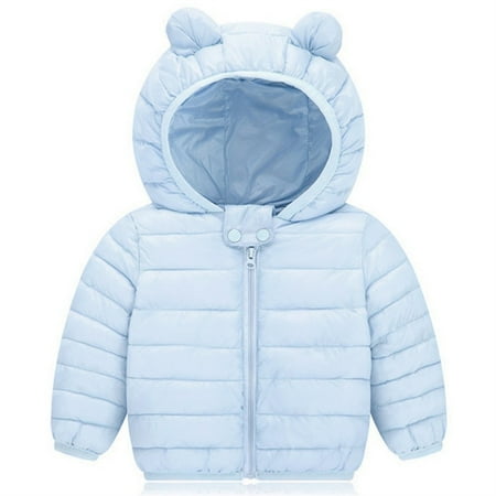

2-7Y Kids Baby Boy Girl Ultralight Winter Hooded Jacket Coat Toddler Solid Puffer Down Outwear with Hoods