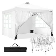 10'x10' Canopy Tent Popup Canopy Commercial Instant Canopies Gazebo, Outdoor Party Canopy Tent with 4 Removable Sidewalls, Carry Bag, 8 x Stakes, 4 x Ropes, 4 x Sandbags (White)
