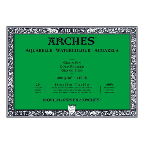 Arches 140 lb. Watercolor Block, Cold-Pressed, 7" x 10"