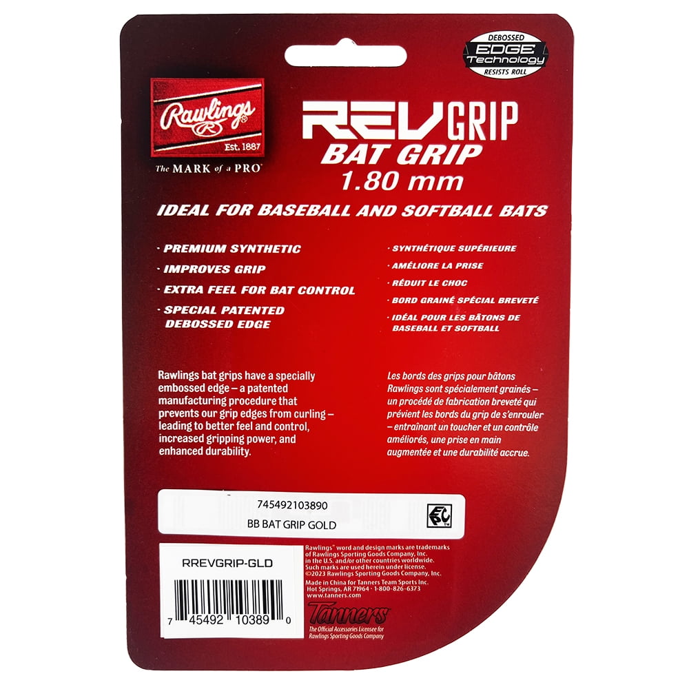 2 Poignées De Batte Rawlings REVGRIP - Rose Et Blanc - 1,80 Mm