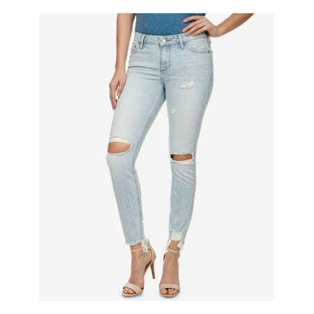 LUCKY BRAND Womens Light Blue Ripped Skinny Jeans Size: 25 Waist