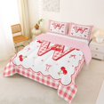 thumbnail image 2 of Catabedysis Cute Bows Alphabet Print Queen Comforter Set For Girls,Sweet Cherries Letter W Design Comforter Sets Queen,Pink Reversible,3pcs,1 Comforter and 2 Pillowcases, 2 of 7