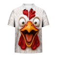 thumbnail image 5 of Men's Short Sleeve Graphic Shirts Funny 3D Chicken Rooster Print Quarter Zip Pullover Novelty Animal Summer Casual Tops Lightweight Golf T-Shirts, 5 of 6