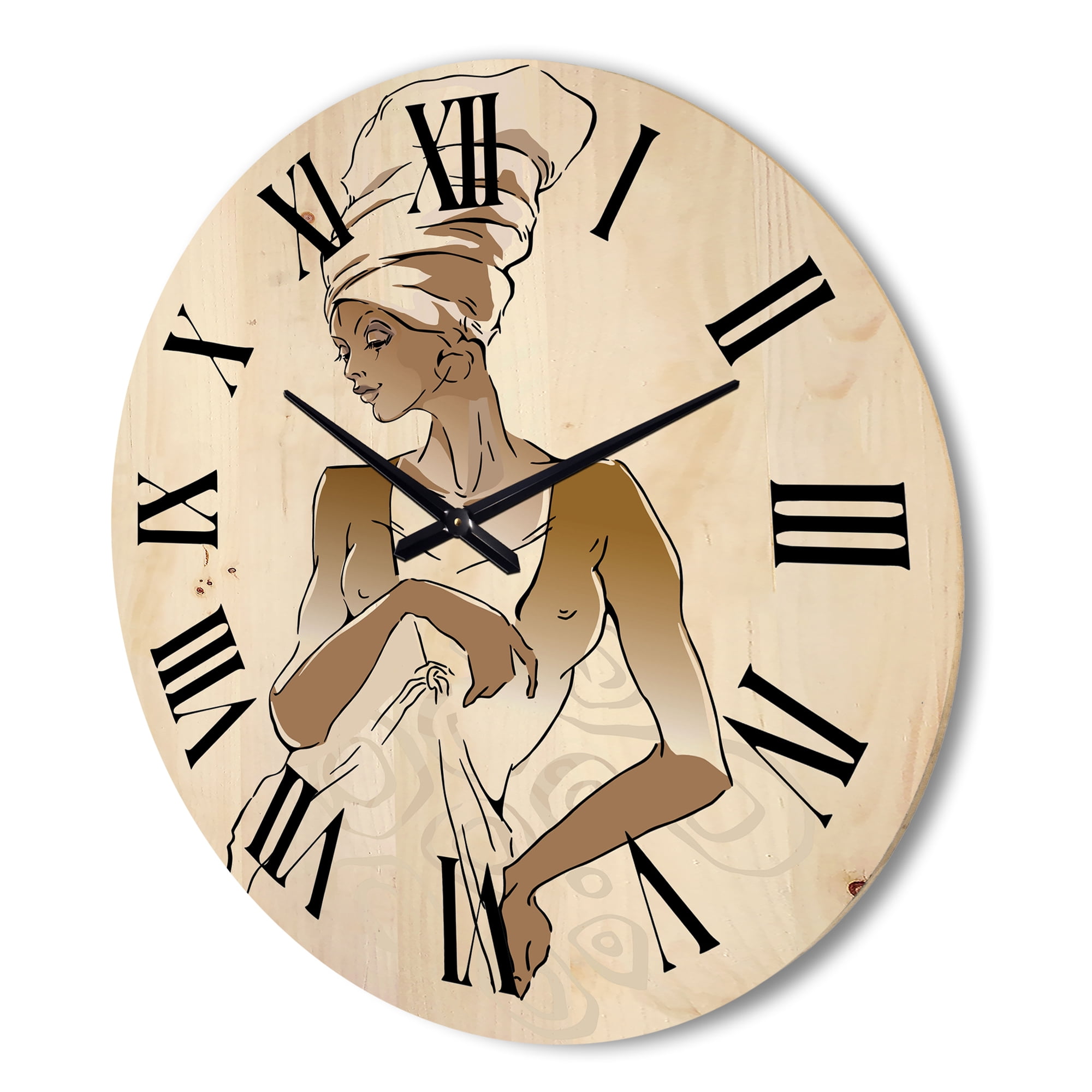 Designart 'Abstract African American Woman Portraits' Modern Wood Wall Clock