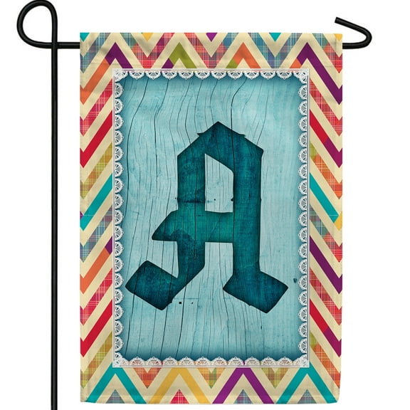 America Forever Monogram A Garden Flag, 12.5 x 18 inch Double Sided, Colorful Chevron Letter A Flag, Initial Decorative Outdoor Yard Art, Personalized Gift, Summer Spring Home Decor