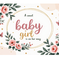 thumbnail image 4 of Floral Design Baby Shower Banner Girl Arrival Pink Flowers Butterfly Decoration for Newborn Celebration Party Event, 4 of 7